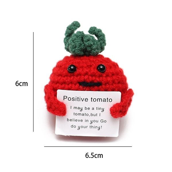 

PandaHall Funny Positive Tomato Doll, Wool Knitting Doll with Positive Card, for Office Desk Decoration Gift, Red, 60x65mm Wool Tomato Red