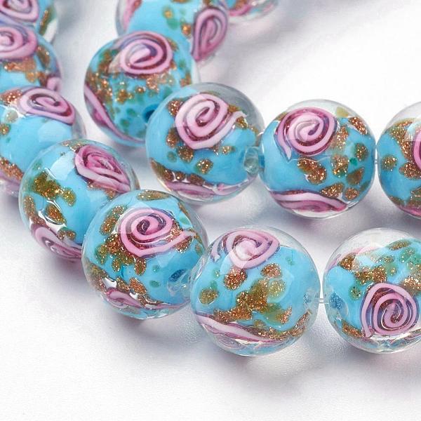 

PandaHall Handmade Gold Sand Lampwork Beads Strands, Round, Vortex Pattern, Sky Blue, 12mm, Hole: 2mm, 30pcs/strand, 13.18 inch Lampwork...