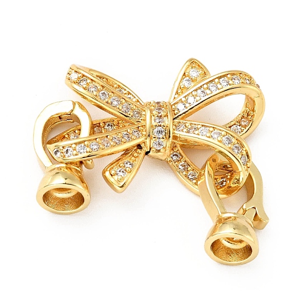 

PandaHall Rack Plating Brass Micro Pave Clear Cubic Zirconia Fold Over Clasps, Cadmium Free & Lead Free, Long-Lasting Plated, Bowknot...
