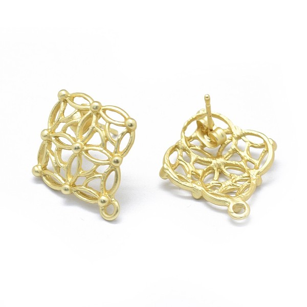 

PandaHall Alloy Stud Earring Findings, with Loop, Brass Pins and Ear Nuts/Earring Backs, Long-Lasting Plated, Rhombus, Matte Light Gold...