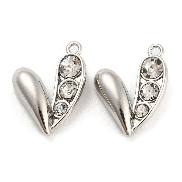 

PandaHall Alloy with Glass Pendants, Heart Charms, Platinum, 22x17x7mm, Hole: 1.8mm Alloy+Glass Heart Clear