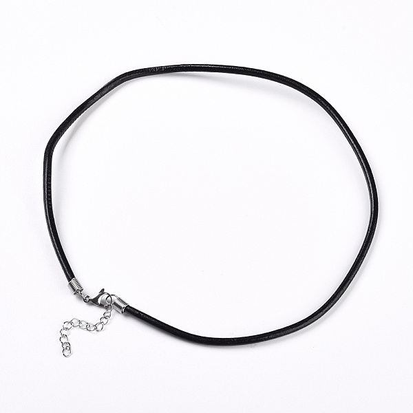 

PandaHall Leather Cord Necklace Making, with Stainless Steel Findings, Black, 17.7 inch~18.3 inch(45~46.5cm), 4mm Leather Black
