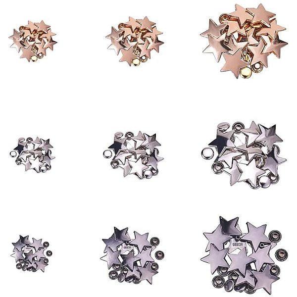 

PandaHall 3 Color 3 Size Star Rivet Spike Studs, 90pcs Metal Claw Beads Nailhead Punk Studs Spikes Fasteners for Leather Belt Bag Hat...