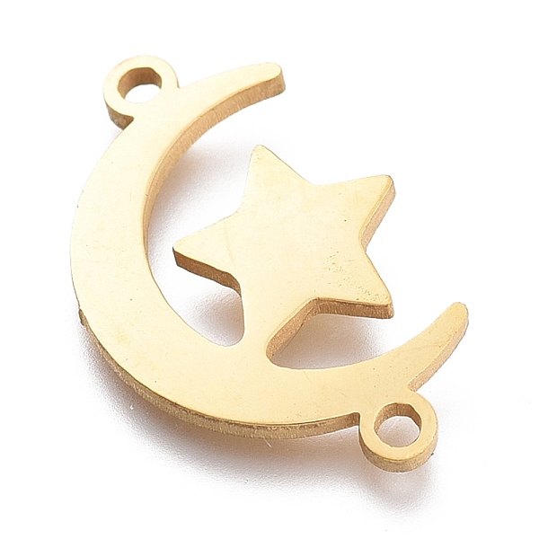 

PandaHall 304 Stainless Steel Links Connectors, Laser Cut, Moon With Star, Golden, 12.5x20x1mm, Hole: 1.5mm 304 Stainless Steel Moon