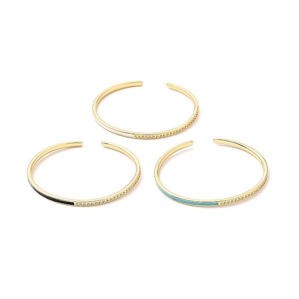

PandaHall Clear Cubic Zirconia Open Cuff Bangle with Enamel, Real 18K Gold Plated Brass Jewelry for Women, Cadmium Free & Nickel Free & Lead..., Multicolor