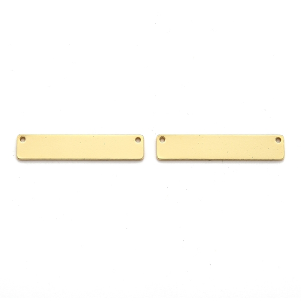 PandaHall Brass Links Connectors, Stamping Blank Tag, Rectangle, Real 18K Gold Plated, 34x7mm Brass Rectangle