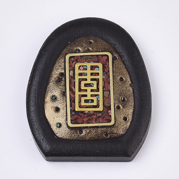

PandaHall Handmade Indonesia Pendants, with Alloy Findings, Sandalwood and Resin, Antique Golden, Tan, 44x37x8.5mm, Hole: 1.6mm Polymer Clay..., Orange