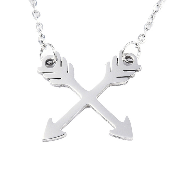 

PandaHall 201 Stainless Steel Pendant Necklaces, with Cable Chains and Lobster Claw Clasps, Arrows, Stainless Steel Color, 17.12 inch...