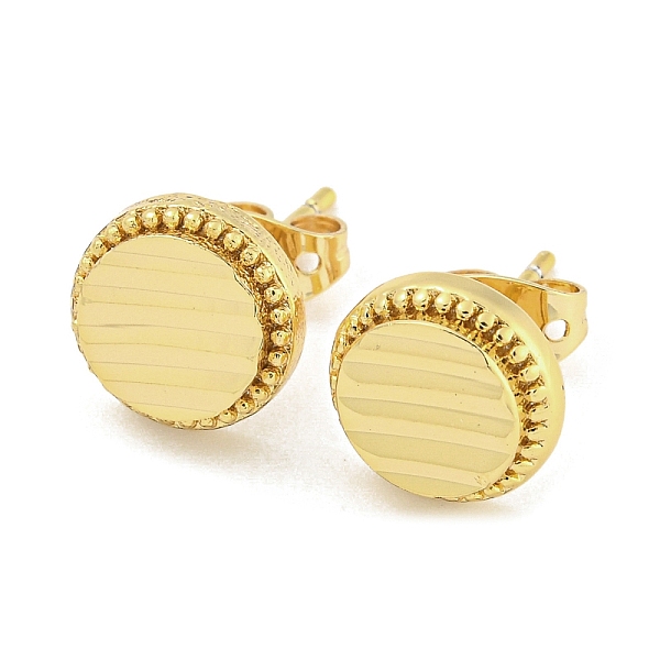 

PandaHall Brass Ear Studs, Flat Round, Real 18K Gold Plated, 10mm Brass Flat Round