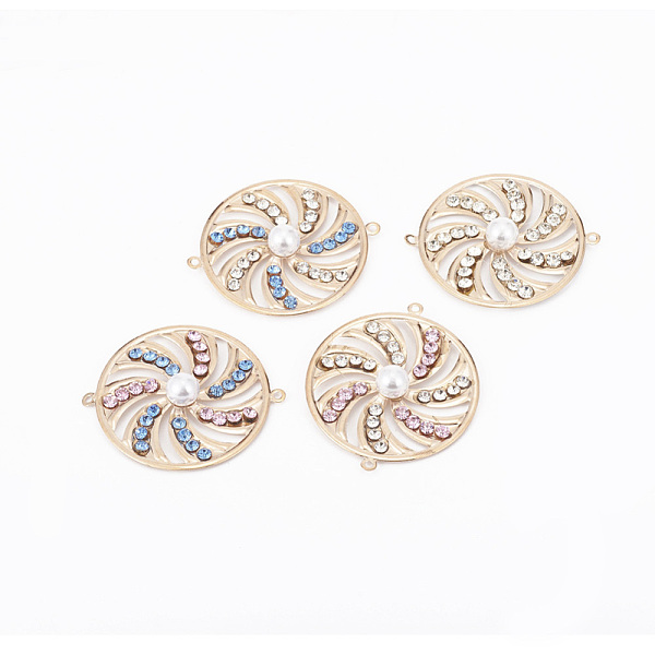 

PandaHall Rack Plating Iron Links connectors, with Plastic Beads and Cubic Zirconia, Flat Round, Light Gold, Mixed Color, 40x47x8mm, Hole..., Multicolor