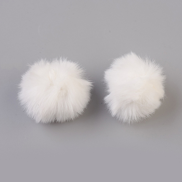 PandaHall Handmade Faux Rabbit Fur Pom Pom Ball Covered Pendants, Fuzzy Bunny Hair Balls, with Elastic Fiber, White, 50~60mm, Hole: 4x5mm...