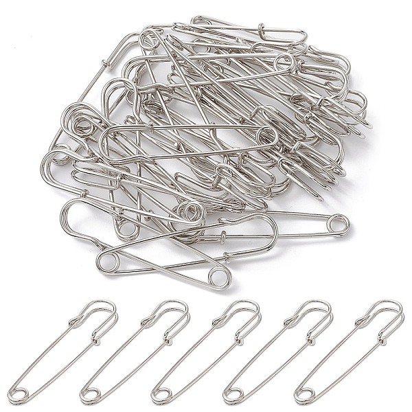 

PandaHall Iron Brooch Findings, Kilt Pins, Platinum, 60x13mm, pin: 1.5mm Iron
