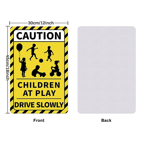 

PandaHall UV Protected & Waterproof Aluminum Warning Signs, Caution Children at Play Warning Drive Slowly Sign, Yellow, 45x30x0.09cm, Hole...