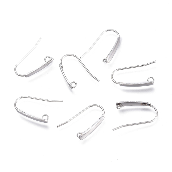 

PandaHall 304 Stainless Steel Earring Hooks, with Horizontal Loop, Flat Ear Wire, Stainless Steel Color, 18.5x13.5x3.5mm, Hole: 1.5mm, 20...
