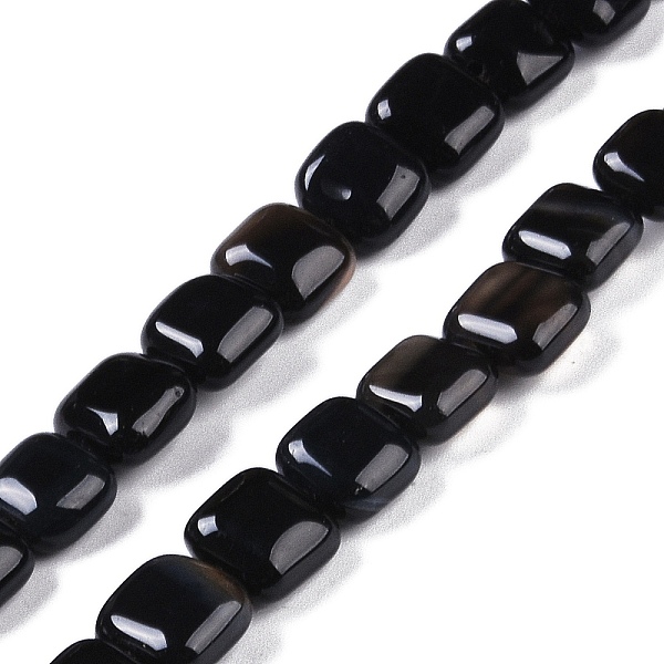 

PandaHall Natural Black Agate Beads Strands, Square, 8.5x8.5x5mm, Hole: 1.6mm, about 50pcs/strand, 16.34''(41.5cm) Black Agate Square