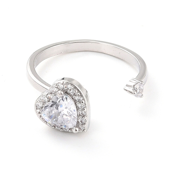 

PandaHall Heart Rotatable Open Ring for Women, Brass Cubic Zirconia Fidget Spinner Rings, Adjustable Relieve Stress Cuff Ring, Platinum, US..., Clear