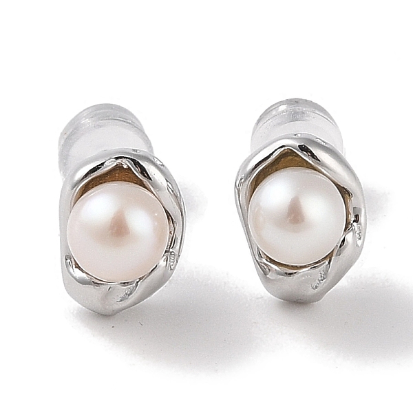 

PandaHall Sterling Silver Stud Earrings, with Natural Pearl, Jewely for Women, Oval, 10x7mm Sterling Silver Oval