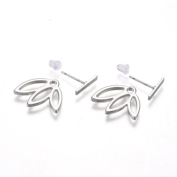 

PandaHall Alloy Stud Earrings, Front Back Stud Earrings, with Ear Nuts, Leaf, Platinum, 17x19x1.5mm, Pin: 0.8mm Alloy Leaf