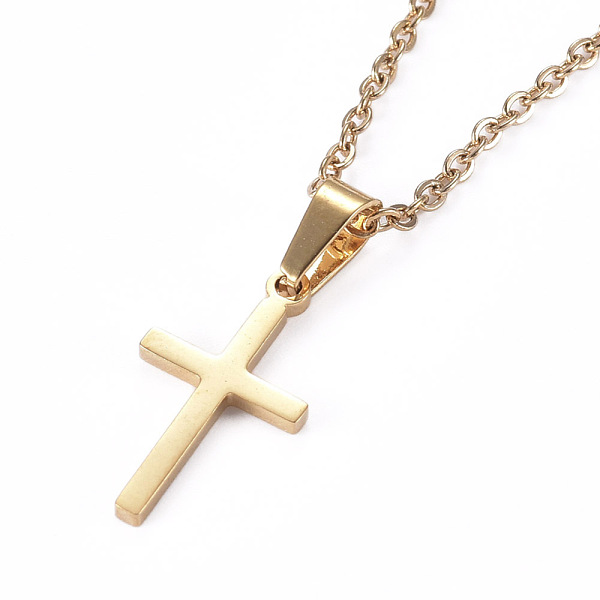 

PandaHall 304 Stainless Steel Pendant Necklaces, with Cable Chains and Lobster Claw Clasps, Cross, Golden, 17.71 inch(45cm) 304 Stainless...