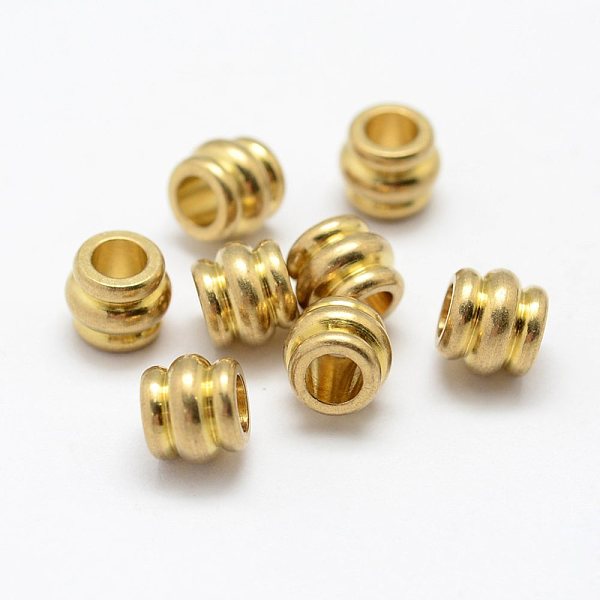 

PandaHall Brass Beads, Barrel, Nickel Free, Raw(Unplated), 6x5mm, Hole: 3mm Brass Barrel