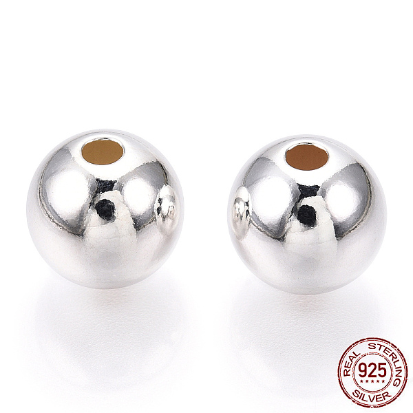 

PandaHall 925 Sterling Silver Beads, Round, Silver, 10x9mm, Hole: 2.2mm Sterling Silver Round