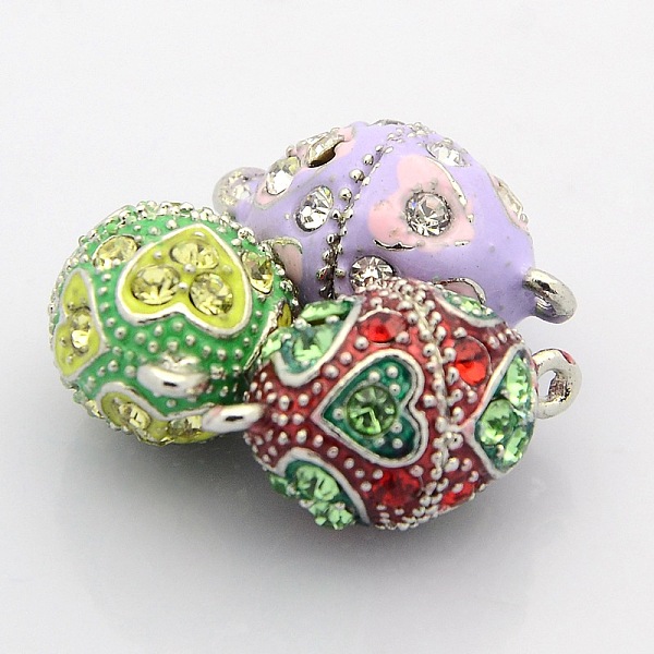 

PandaHall Platinum Plated Oval Alloy Enamel Magnetic Clasps with Loops, with Grade A Rhinestone, Mixed Color, 23x14mm, Hole: 2mm..., Multicolor