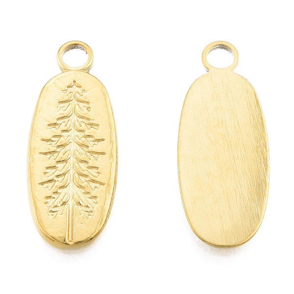 

PandaHall Ion Plating(IP) 201 Stainless Steel Pendants, Oval with Tree, Real 18K Gold Plated, 24x9.5x1.5mm, Hole: 2.5mm 201 Stainless Steel...