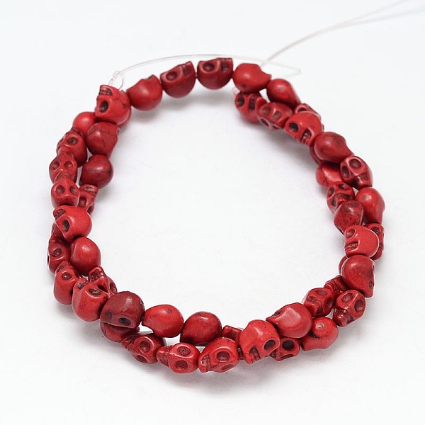

PandaHall Dyed Synthetic Turquoise Bead Strands, Skull, Red, 8x6x7mm, Hole: 1mm, about 48~49pcs/strand, 15.3~15.5 inch Synthetic Turquoise...