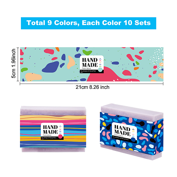 

PandaHall 90Pcs 9 Colors Handmade Soap Paper Tag, Both Sides Coated Art Paper Tape with Tectorial Membrane, for Soap Packaging, Rectangle..., Multicolor