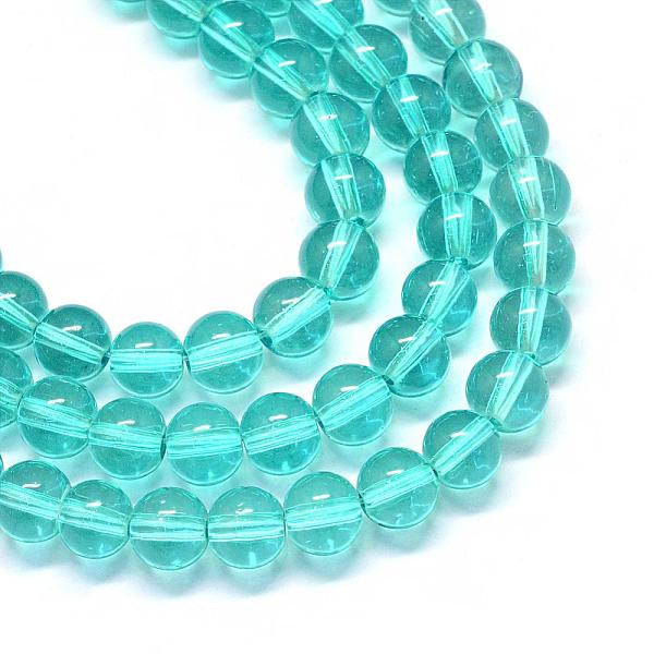 

PandaHall Baking Painted Transparent Glass Round Bead Strands, Dark Turquoise, 6.5mm, Hole: 1.5mm, about 135~140pcs/strand, 31.8 inch Glass..., Cyan
