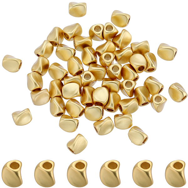 

PandaHall CREATCABIN Matte Style Brass Beads, Long-Lasting Plated, Twist, Real 14K Gold Filled, 5x4x4mm, Hole: 1.6mm, 76pcs/box Brass Twist