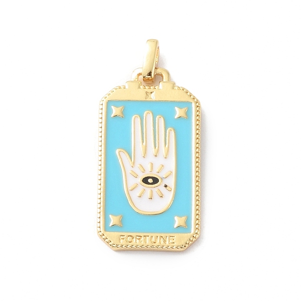 

PandaHall Rack Plating Brass Pendants, with Enamel, Long-Lasting Plated, Real 18K Gold Plated, Cadmium Free & Lead Free, Rectangle with Palm...