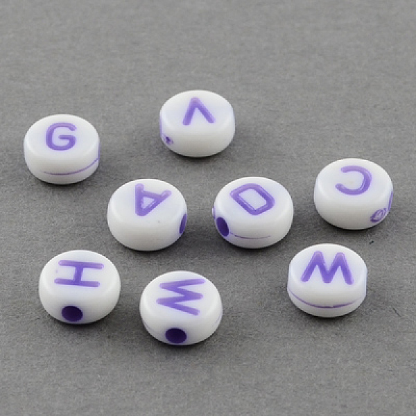 

PandaHall Solid Acrylic Horizontal Hole Letter Beads, Flat Round, Medium Orchid, 7x3mm, Hole: 2mm, about 4500pcs/500g Acrylic Flat Round..., Purple