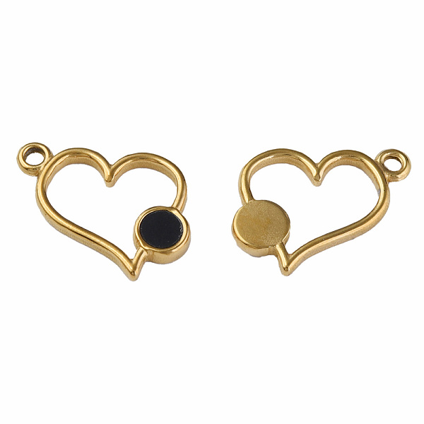 

PandaHall 304 Stainless Steel Pendants, with Dyed Black Shell, Heart, Golden, 15x17x2mm, Hole: 1.6mm Stainless Steel+Shell Heart Black