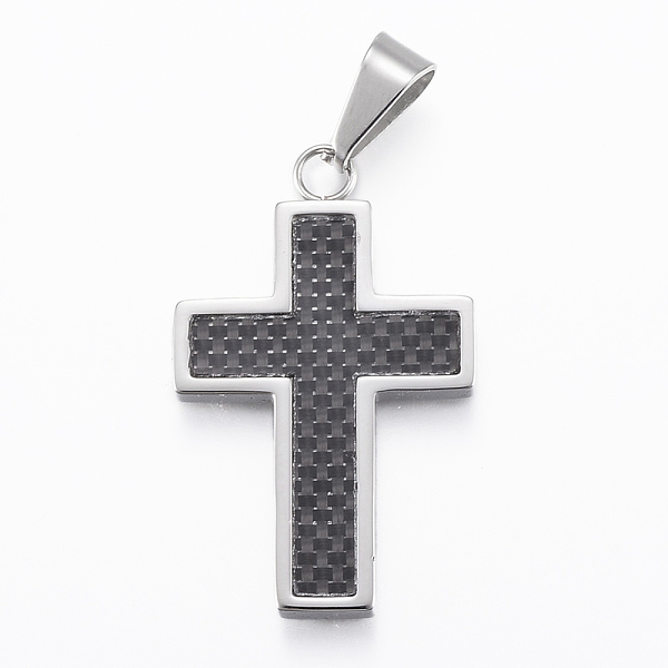 

PandaHall 304 Stainless Steel Pendants, with Fiber and Enamel, Cross, Stainless Steel Color, 37x23x3mm, Hole: 10x5mm Stainless Steel+Enamel..., Black