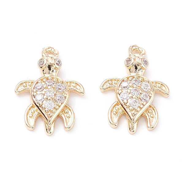 

PandaHall 10Pcs Rack Plating Brass Micro Pave Clear Cubic Zirconia Pendants, Long-Lasting Plated, Turtle, Light Gold, 15.5x11x3mm, Hole: 1mm...