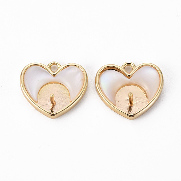 

PandaHall Brass Peg Bails Pendants, with Shell, for Half Drilled Beads, Heart, Nickel Free, Real 18K Gold Plated, 17.5x20x2.5mm, Hole: 2mm...