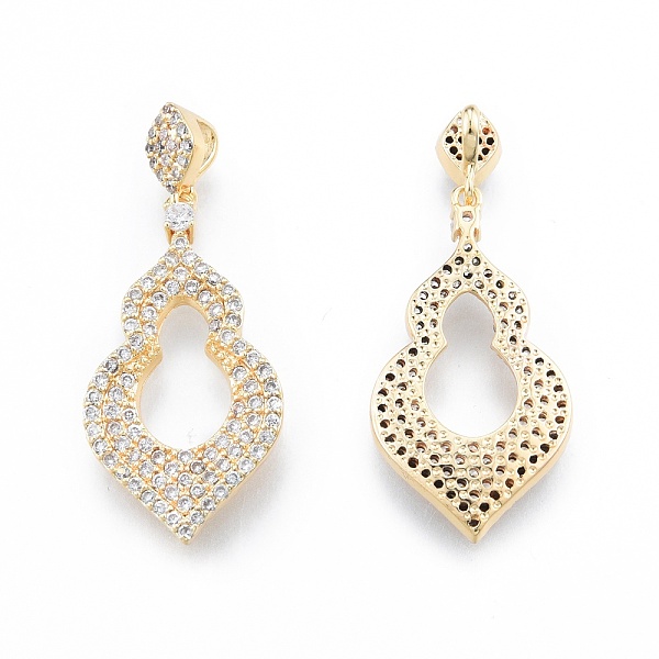 

PandaHall Brass Micro Pave Clear Cubic Zirconia Pendants, Nickel Free, Gourd Shaped, Real 18K Gold Plated, 34mm, Pendant: 26x14x2mm, Hole...