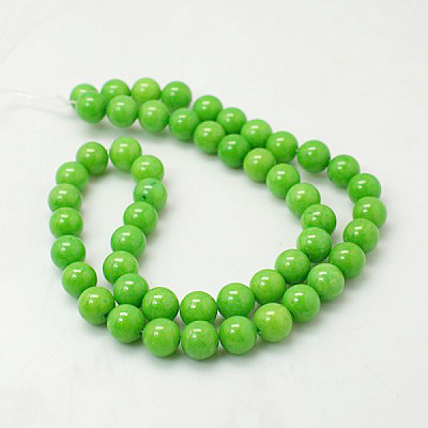 

PandaHall Natural Mashan Jade Round Beads Strands, Dyed, Light Green, 12mm, Hole: 1mm, about 34pcs/strand, 15.7 inch Mashan Jade Round Green