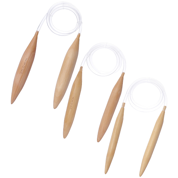 

PandaHall 3Pcs 3 Style Circular Bamboo Knitting Needles, with PVC Plastic Findings, Weaving Tools Knitting Kits, BurlyWood, 800~900mm..., Orange