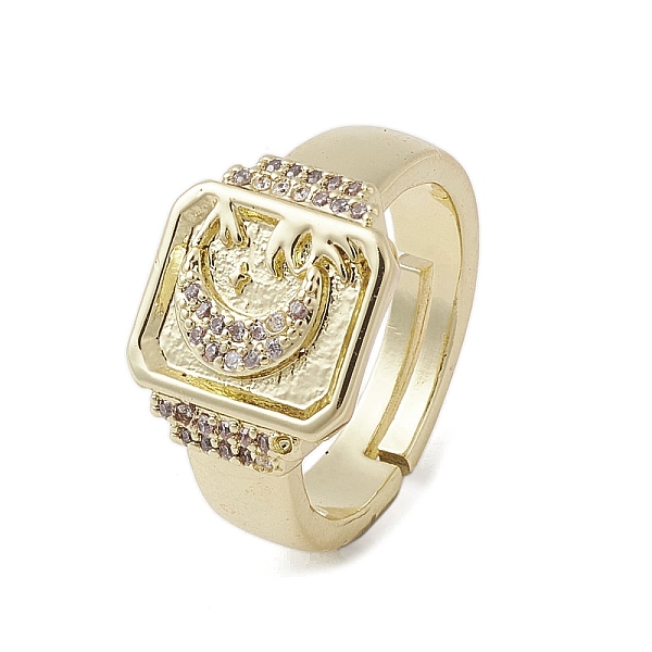 

PandaHall Brass Adjustable Rings, with Cubic Zirconia, Square with Moon, Real 18K Gold Plated, US Size 6 1/4(16.7mm) Brass+Cubic Zirconia...