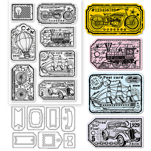 

PandaHall Globleland 1 Sheet Custom PVC Plastic Clear Stamps, with 1Pc Carbon Steel Cutting Dies Stencils, for DIY Scrapbooking, Photo Album...