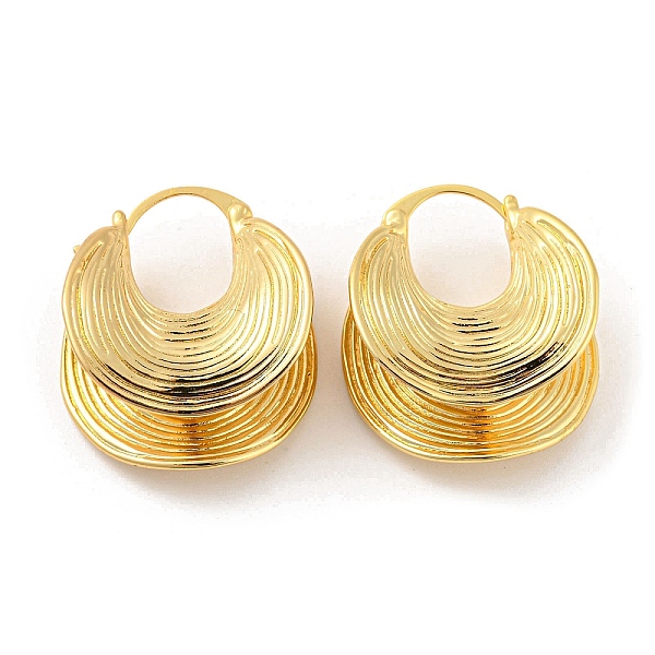 

PandaHall Rack Plating Brass Hoop Earrings, Long-Lasting Plated, Cadmium Free & Lead Free, Real 18K Gold Plated, 29.5x25.5x13mm Brass