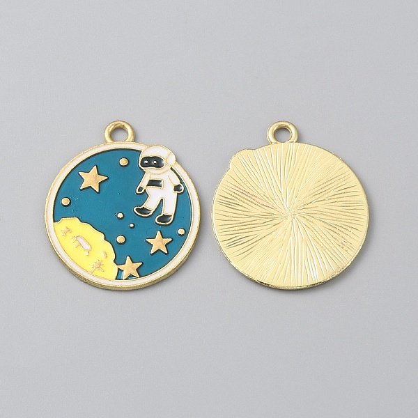 

PandaHall Alloy Enamel Pendants, Golden, Flat Round with Astronaut & Star Charm, Light Sea Green, 29x24.5x1mm, Hole: 2.5mm Alloy+Enamel Flat...