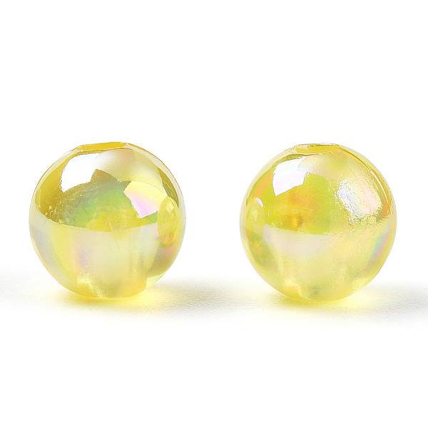 

PandaHall Transparent Acrylic Beads, AB Colors Plated, Round, Champagne Yellow, 6mm, Hole: 1.8mm Acrylic Round