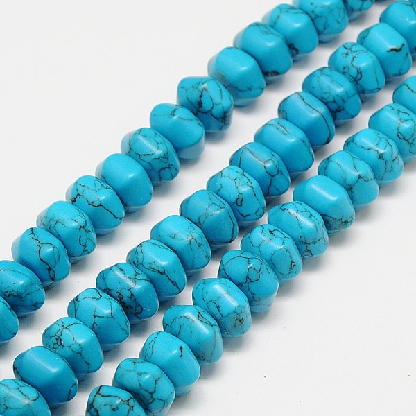 

PandaHall Hexagon Synthetic Taiwan Turquoise Beads Strands, Dark Turquoise, 12x12x8mm, Hole: 1mm, about 50pcs/strand, 15.3 inch Synthetic..., Cyan