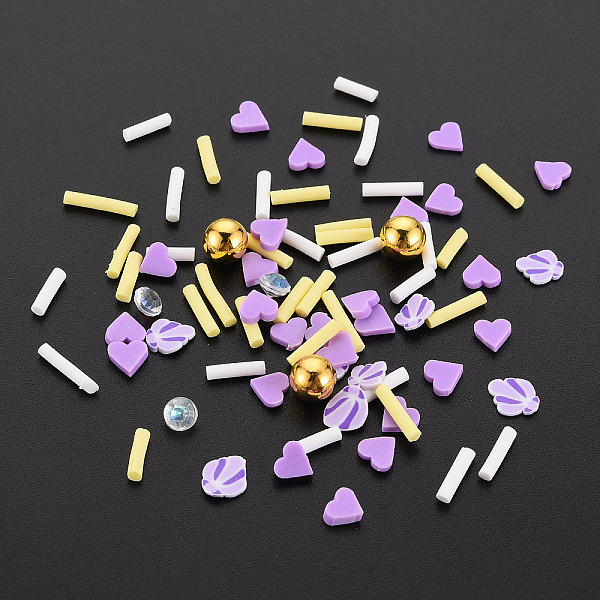 

PandaHall Handmade Polymer Clay Cabochons, Fashion Nail Art Decoration Accessories, with Acrylic Rhinestone, Mixed Shapes, Medium Purple...