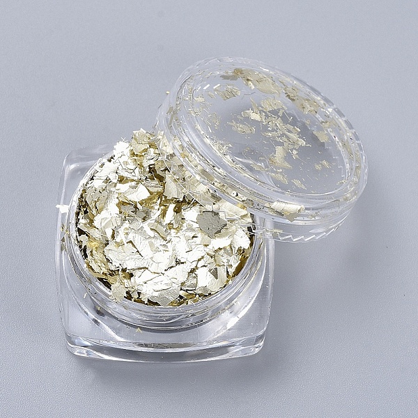 

PandaHall Foil Flakes, DIY Gilding Flakes, for Epoxy Jewelry Accessories Filler, Light Goldenrod Yellow, Box: 2.9x1.6cm Gold Foil Chip