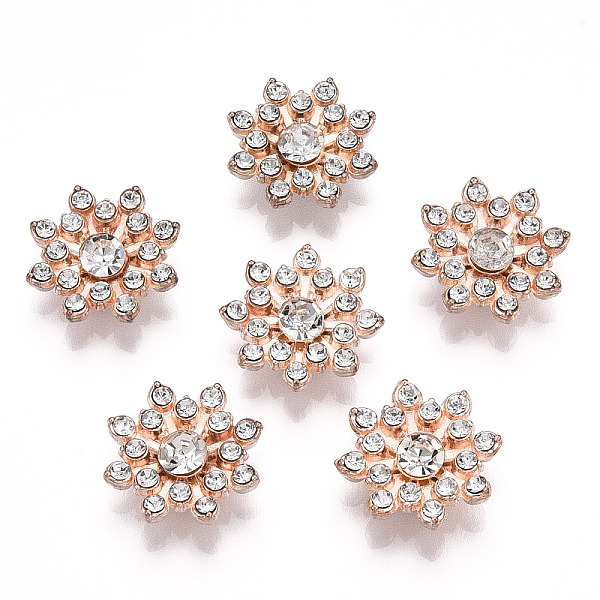 

PandaHall Alloy Decorate, with Rhinestone, Garment Accessories, Cadmium Free & Lead Free, Flower, Light Gold, Crystal, 16x4mm Alloy Flower..., White
