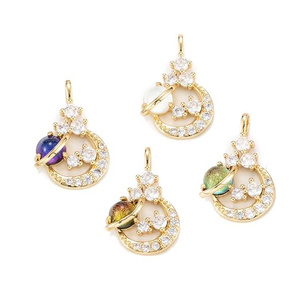 

PandaHall Brass Clear Cubic Zirconia Glass Pendants, Long-Lasting Plated, Lead Free & Cadmium Free, Moon, Real 18K Gold Plated, Mixed Color..., Multicolor